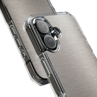 Grey Impact MagSafe Phone Case for iPhone - Brushed Nickel Linen