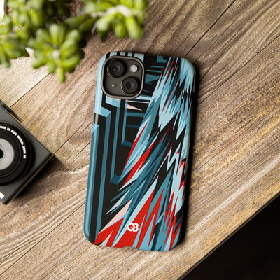 Blue Tough Phone Case for iPhone - Glitch Peak Cyan