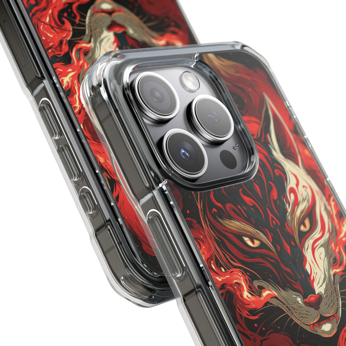 Crimson Kitsune Spirit · Clear Impact Magnetic Phone Case for iPhone · Red