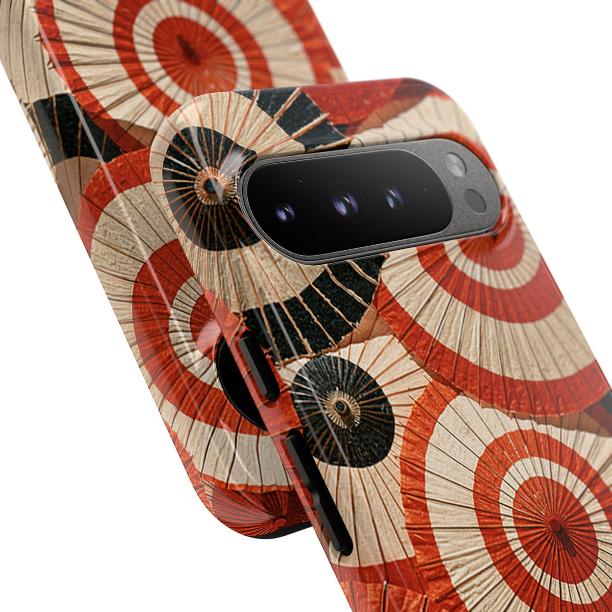 Vermilion Wagasa Motif · Tough Phone Case for Pixel ·  Red