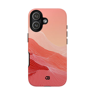Red Tough Phone Case for iPhone - Crimson Ridge Contour