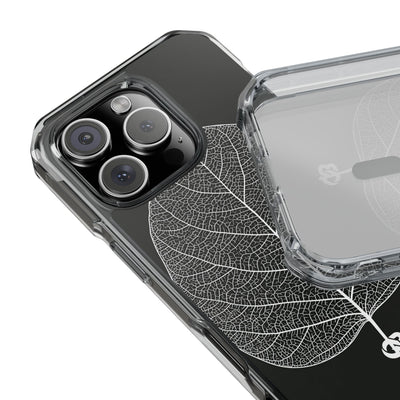 Black Impact MagSafe Phone Case for iPhone - Bleached Leaf Lattice
