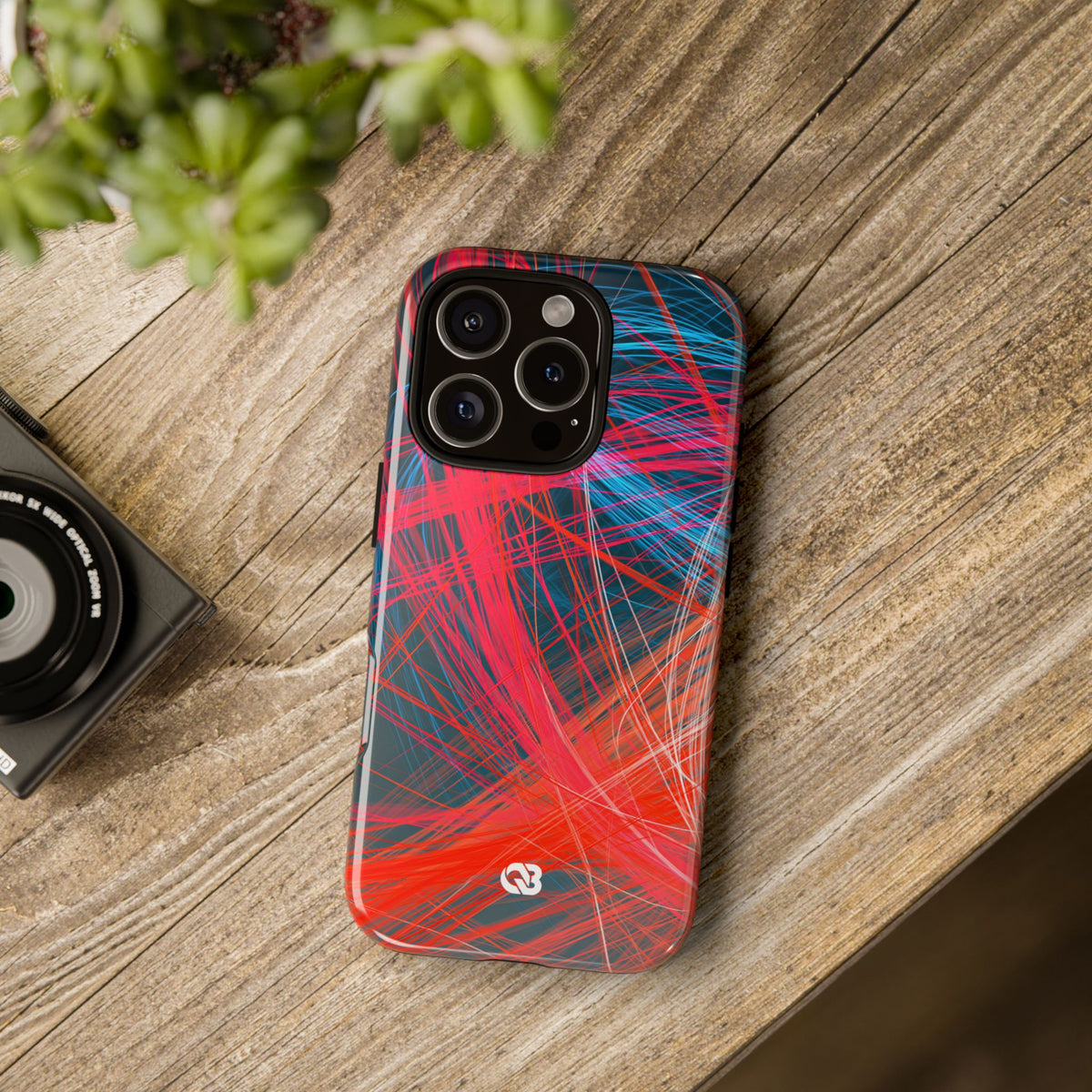 Neon Fiber Stream · Tough Phone Case for iPhone · Red