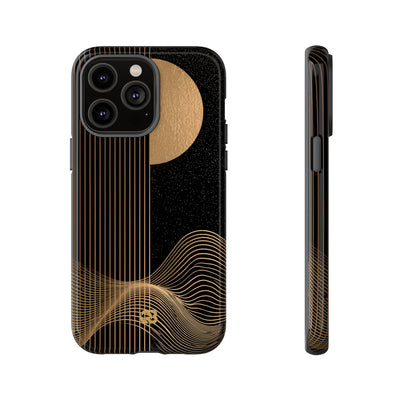 Gold Tough Phone Case for iPhone - Gilded Obsidian Dunes