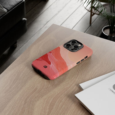 Red Tough Phone Case for iPhone - Crimson Ridge Contour