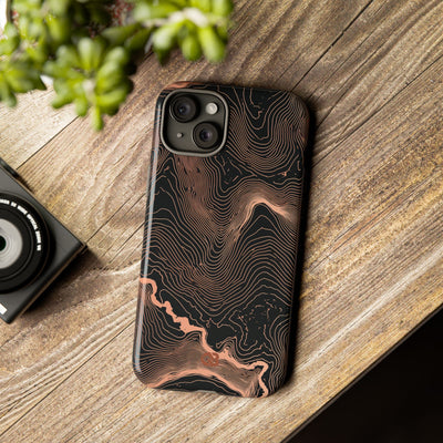 Orange Tough Phone Case for iPhone - Salmon Ridge Topo