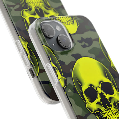 Neon Skull Camo iPhone 15 Plus Case - Soft