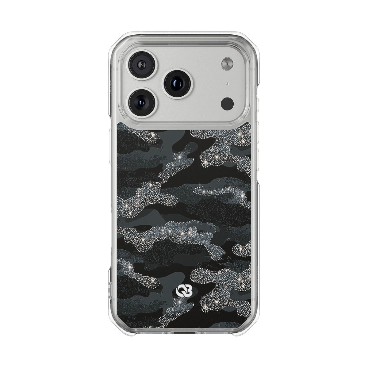 Glitter Shadow Camo · Clear Impact Magnetic Phone Case for iPhone · Black