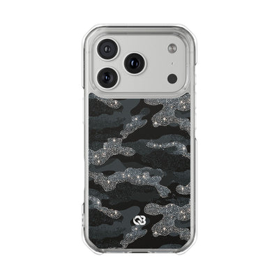 Glitter Shadow Camo · Clear Impact Magnetic Phone Case for iPhone · Black