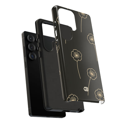 Black Tough Phone Case for Samsung - Obsidian Sand Petals