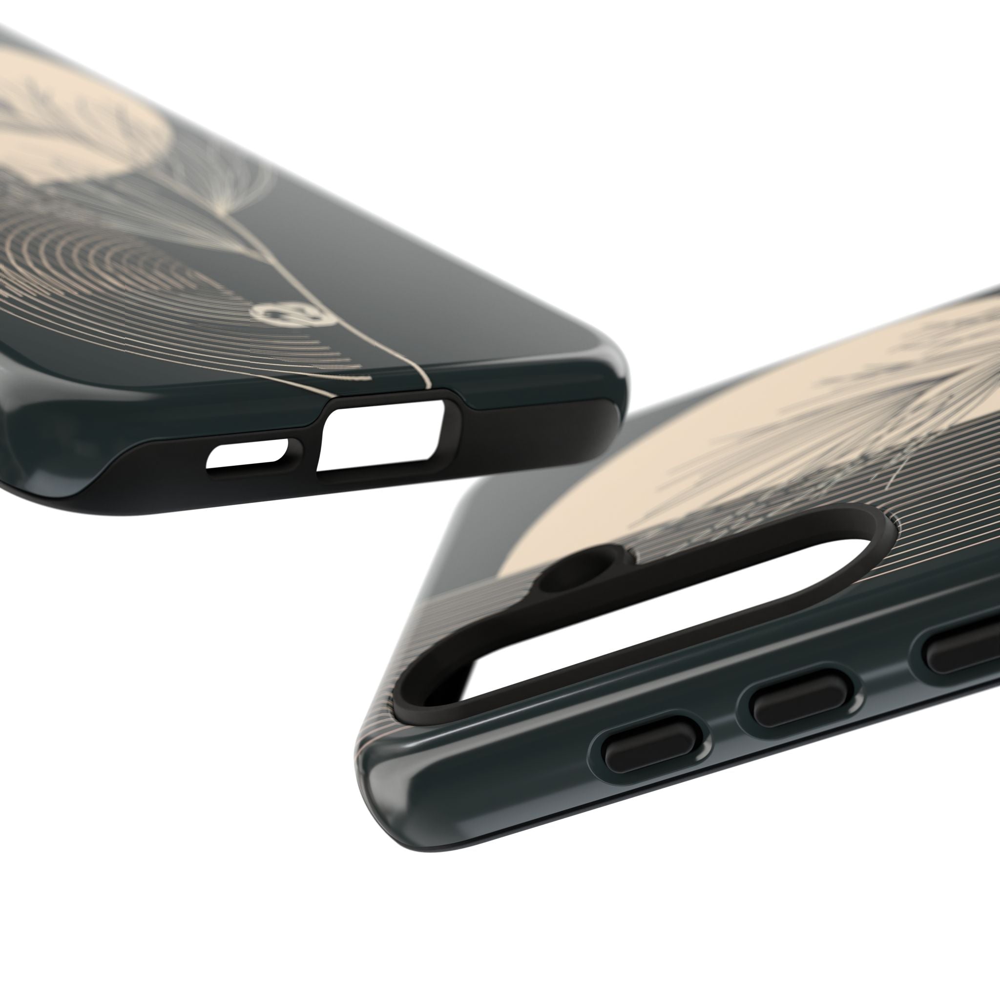 Black Tough Phone Case for Samsung - Obsidian Sand Willow