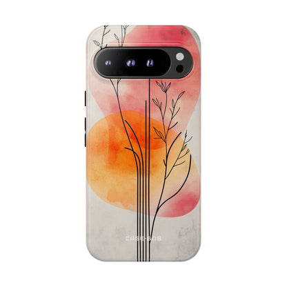 Curved Stem Sunset Google Pixel 9 Pro XL Case - Tough