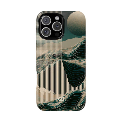 Green Tough Phone Case for iPhone - Lunar Moss Topography
