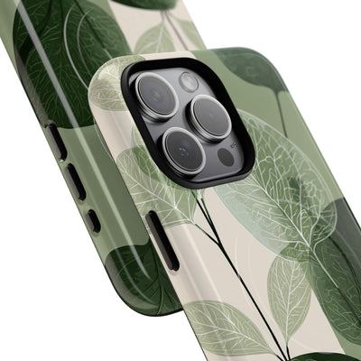 Green Tough 2.0 Magsafe Phone Case for iPhone - Sage Leaf Skeletals