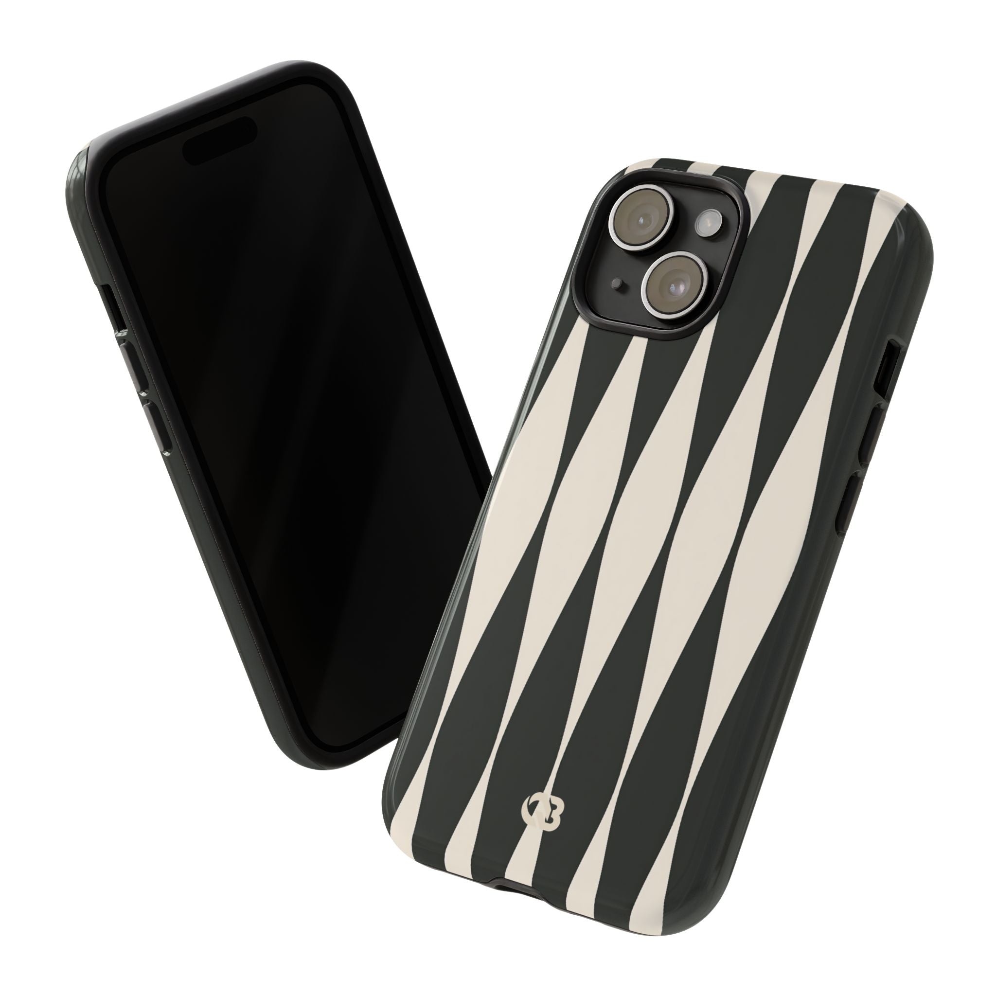 Black Tough Phone Case for iPhone - Ivory Spindle Grid