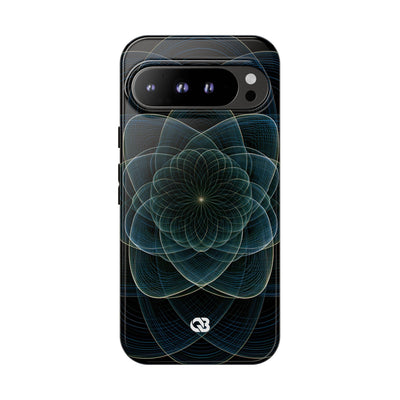 Blue Tough Phone Case for Google Pixel - Celestial Wireframe Bloom