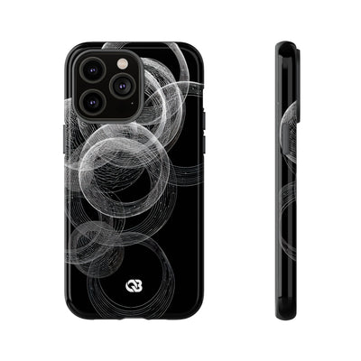 Black Tough Phone Case for iPhone - Kinetic Wireframe Orbit