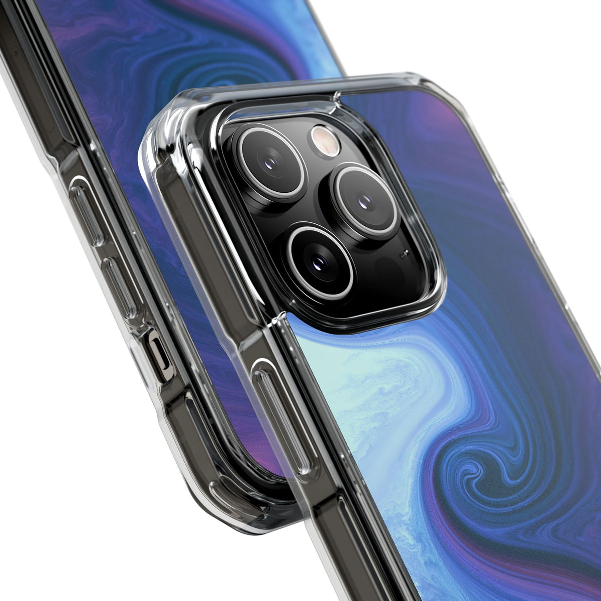 Azure Fluid Swirl · Clear Impact Magnetic Phone Case for iPhone · Blue