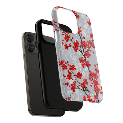 Grey Tough 2.0 Magsafe Phone Case for iPhone - Crimson Sakura Slate