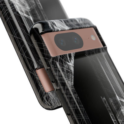 Black Tough Phone Case for Google Pixel - Ghost Urban Wireframe