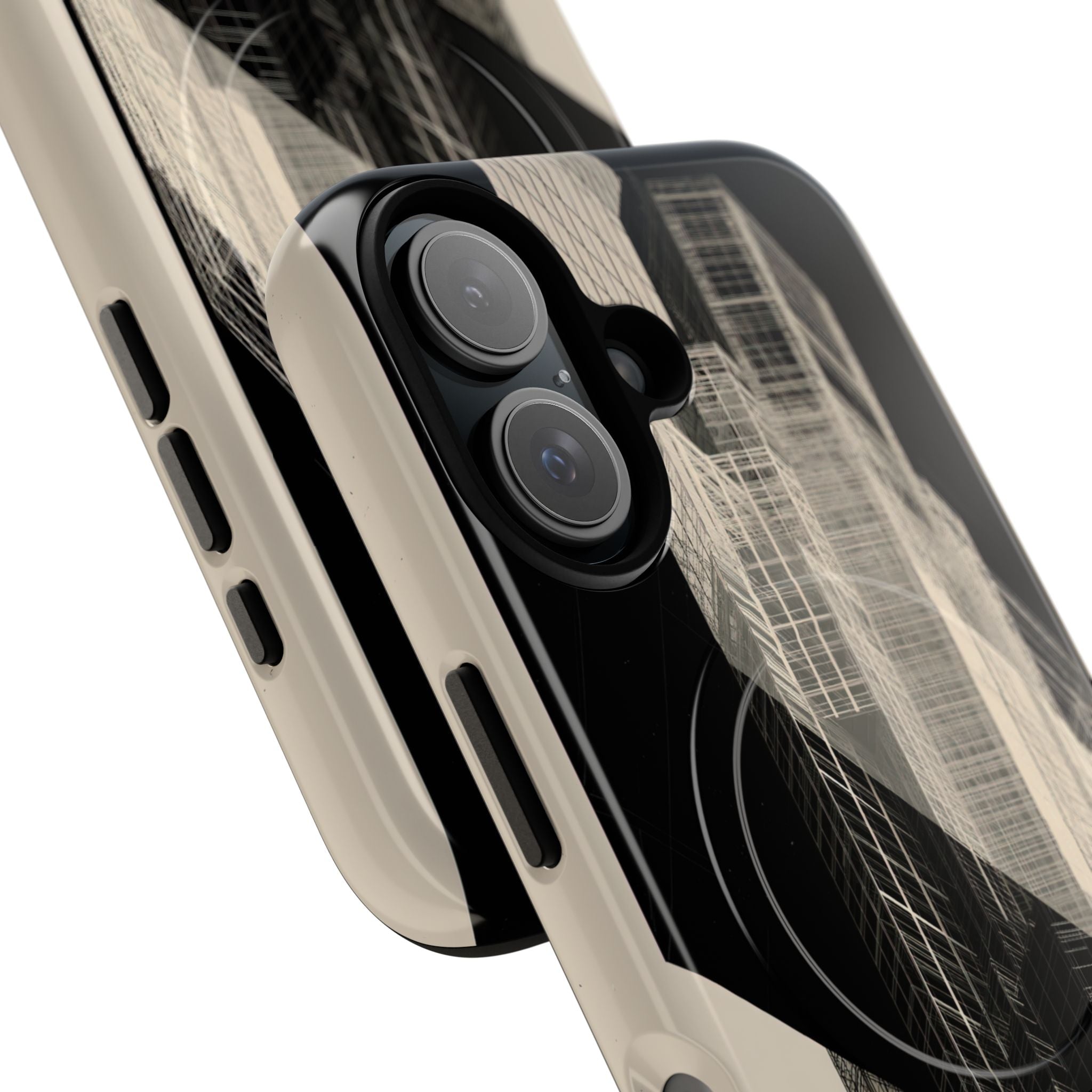Beige Tough 2.0 Magsafe Phone Case for iPhone - Monolith Urban Grid