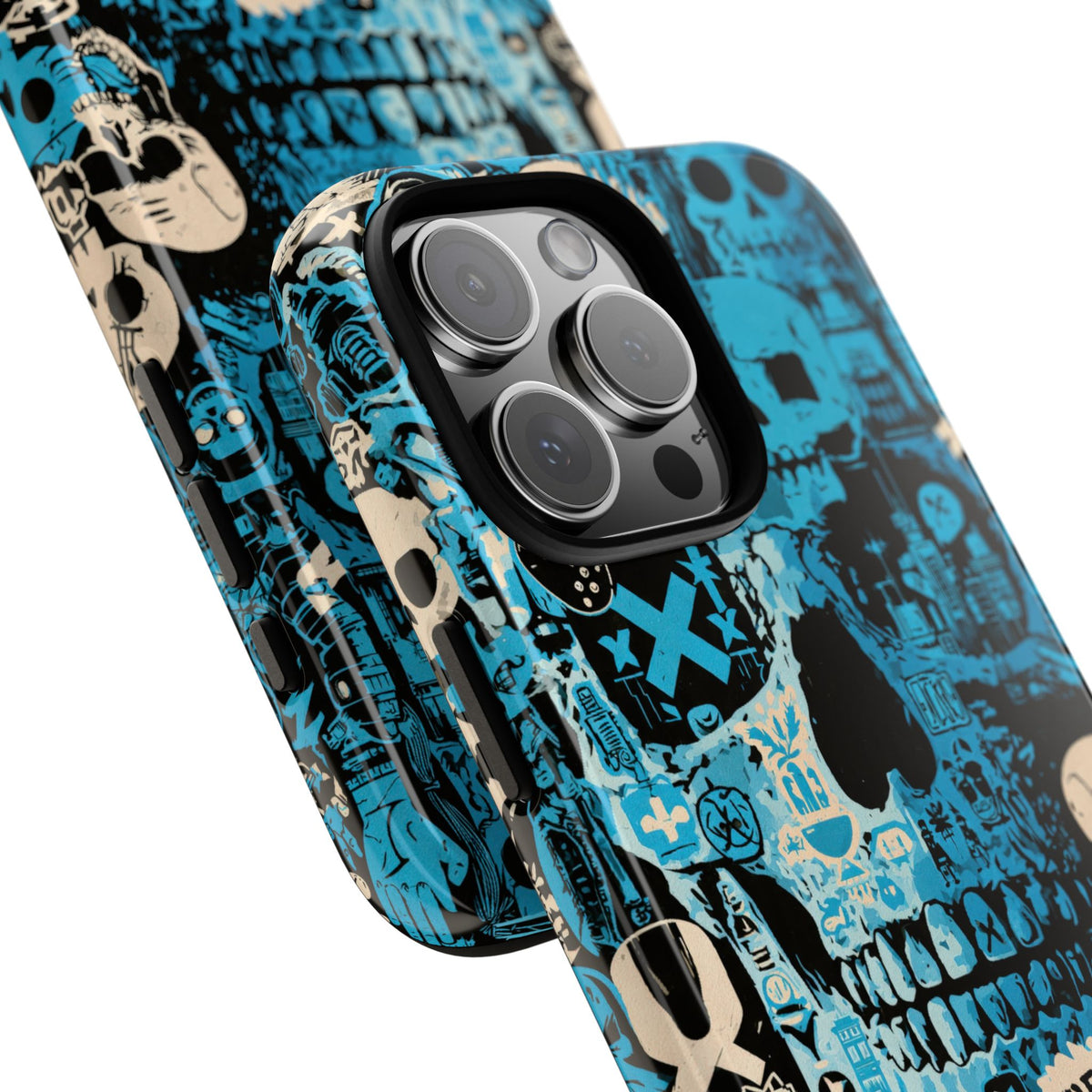 Electric Skull Graffiti · Tough Phone Case for iPhone · Blue