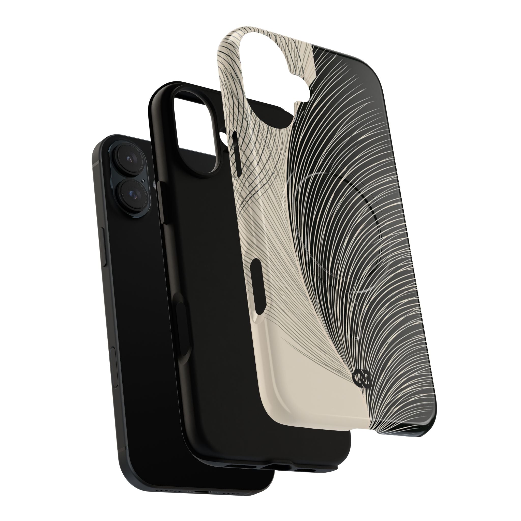 Beige Tough 2.0 Magsafe Phone Case for iPhone - Obsidian Cream Plume