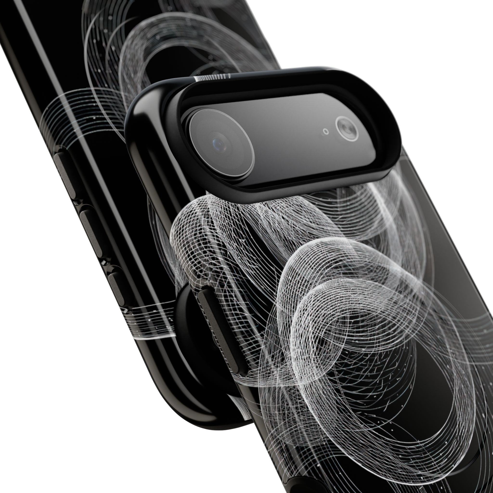 Black Tough 2.0 Magsafe Phone Case for iPhone - Kinetic Wireframe Orbit
