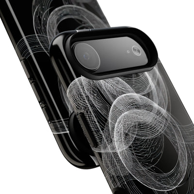 Black Tough 2.0 Magsafe Phone Case for iPhone - Kinetic Wireframe Orbit