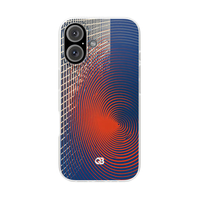 Blue Lite Phone Case for iPhone - Orange Orbit Grid