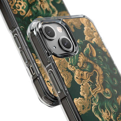 Imperial Guardian Lion · Clear Impact Magnetic Phone Case for iPhone · Green