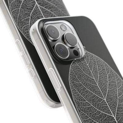 Black Lite Phone Case for iPhone - Bleached Leaf Lattice