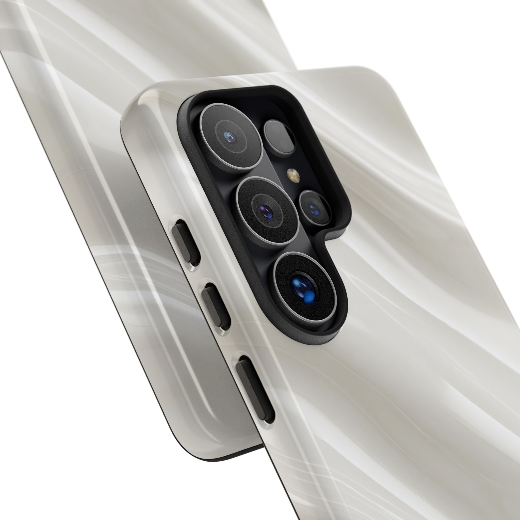 White Tough Phone Case for Samsung - Polished Ivory Wave