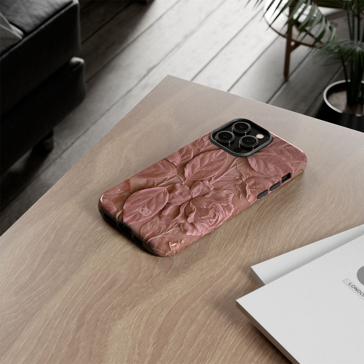 Blush Rose Relief · Tough Phone Case for iPhone · Pink