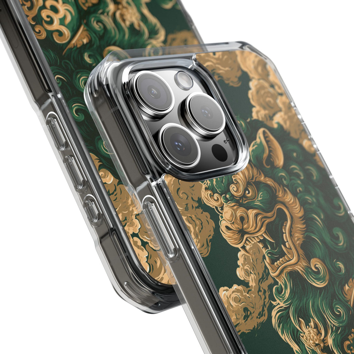 Imperial Guardian Lion · Clear Impact Magnetic Phone Case for iPhone · Green