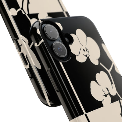 Beige Tough Phone Case for iPhone - Nocturnal Orchid Frame