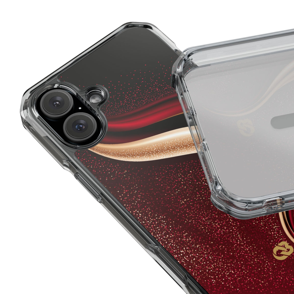 Gilded Crimson Flow · Clear Impact Magnetic Phone Case for iPhone · Red