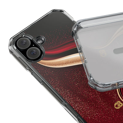 Gilded Crimson Flow · Clear Impact Magnetic Phone Case for iPhone · Red