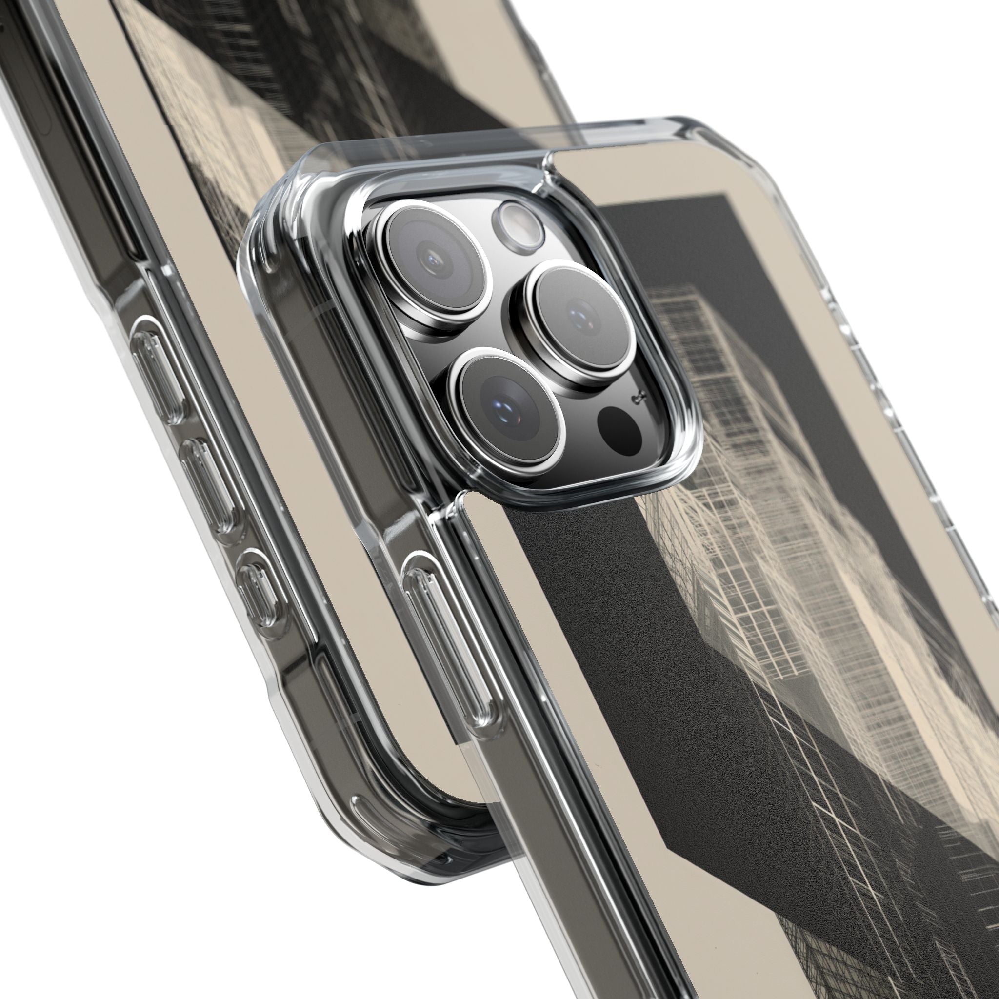 Beige Impact MagSafe Phone Case for iPhone - Monolith Urban Grid