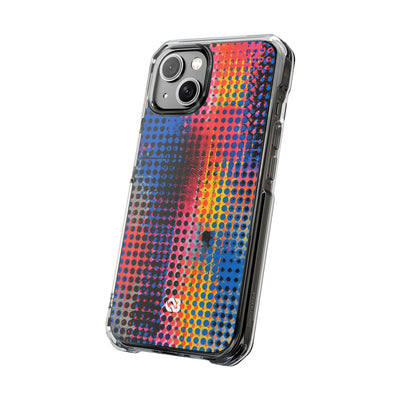 Chromatic Halftone Grid · Clear Impact Magnetic Phone Case for iPhone ·  Blue