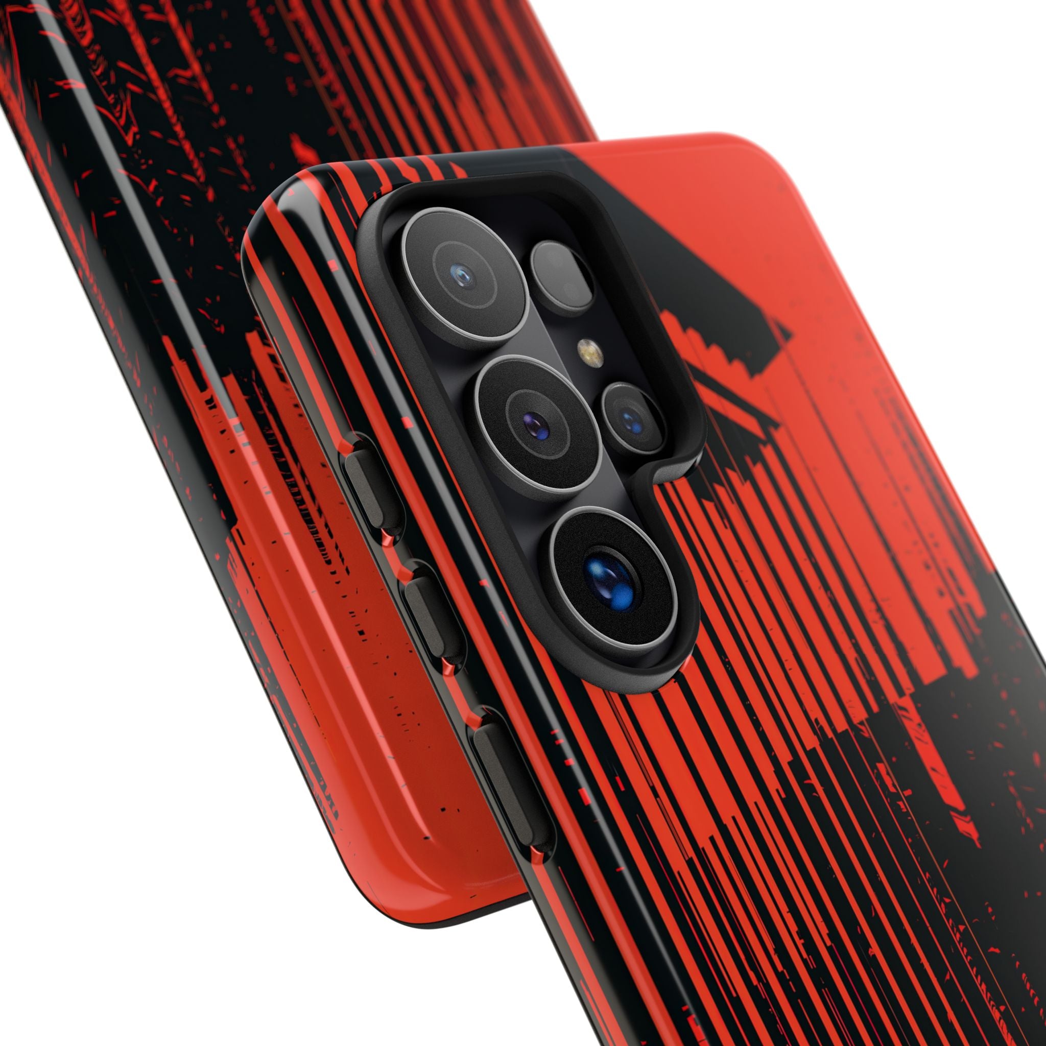 Red Tough Phone Case for Samsung - Crimson Brutalist Distortion
