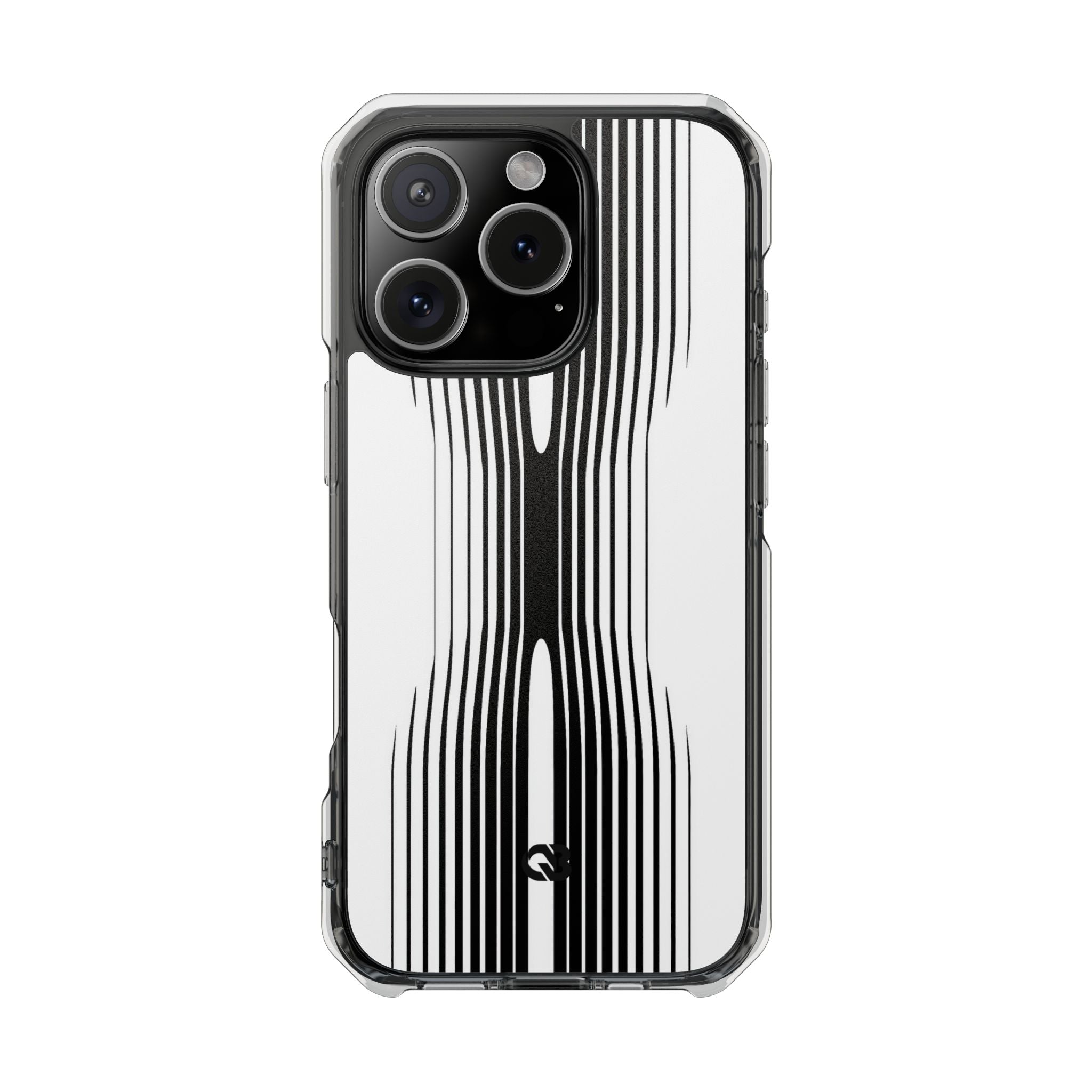 White Impact MagSafe Phone Case for iPhone - Kinetic Mono Distortion