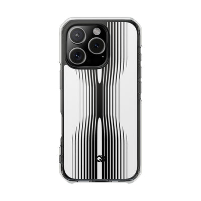 White Impact MagSafe Phone Case for iPhone - Kinetic Mono Distortion