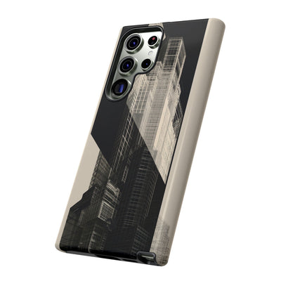 Beige Tough Phone Case for Samsung - Monolith Urban Grid