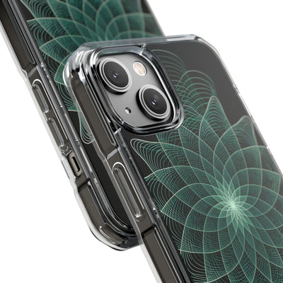 Green Impact MagSafe Phone Case for iPhone - Cyan Signal Bloom