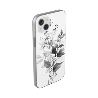 Gefleckte Blätter Grau iPhone 14 Plus Case - Soft