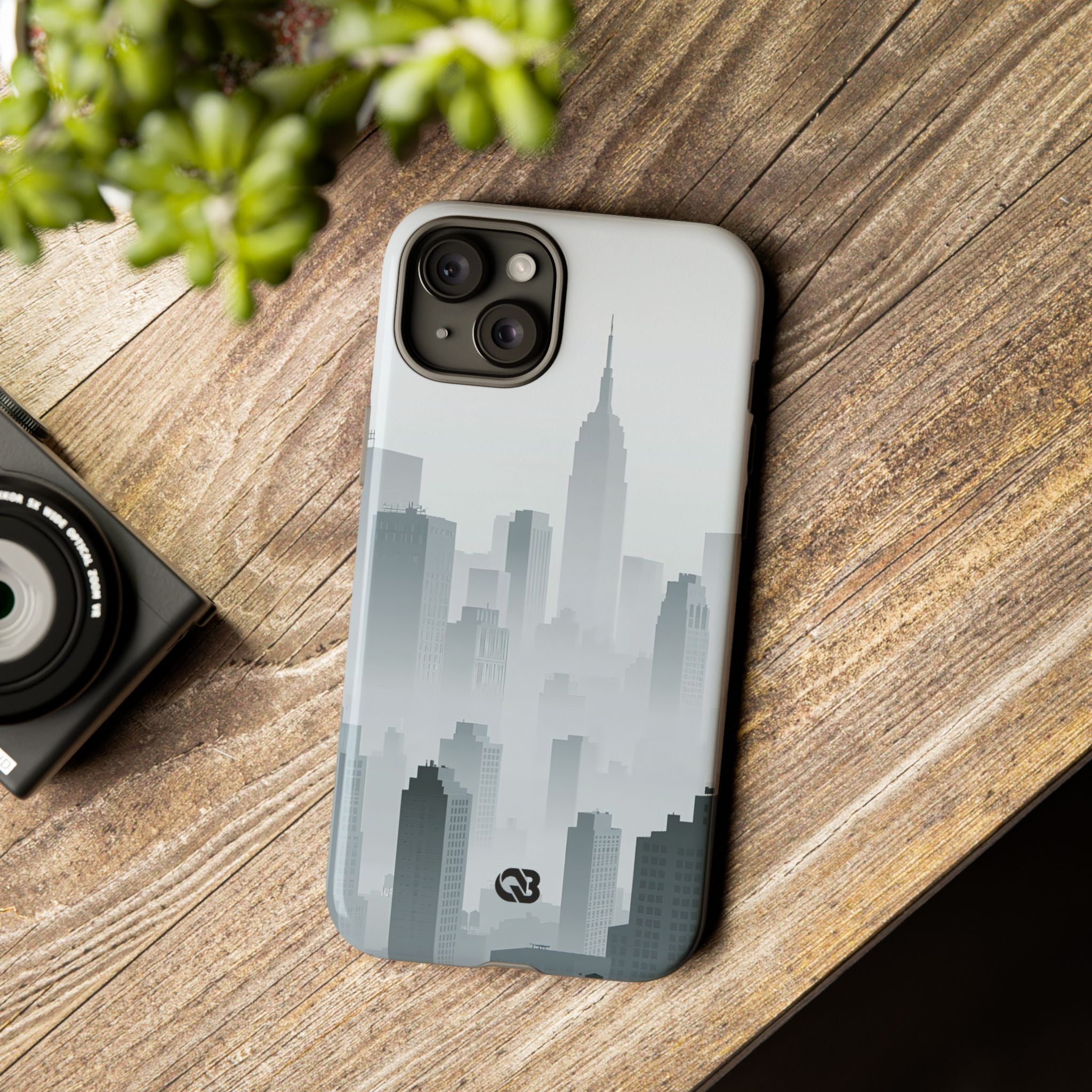 Grey Tough Phone Case for iPhone - Steel Mist Skyline