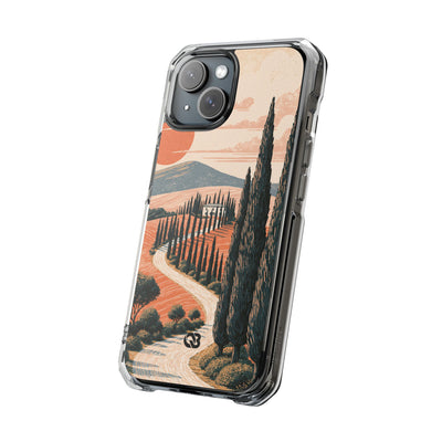 Tuscan Cypress Horizon · Clear Impact Magnetic Phone Case for iPhone ·  Orange