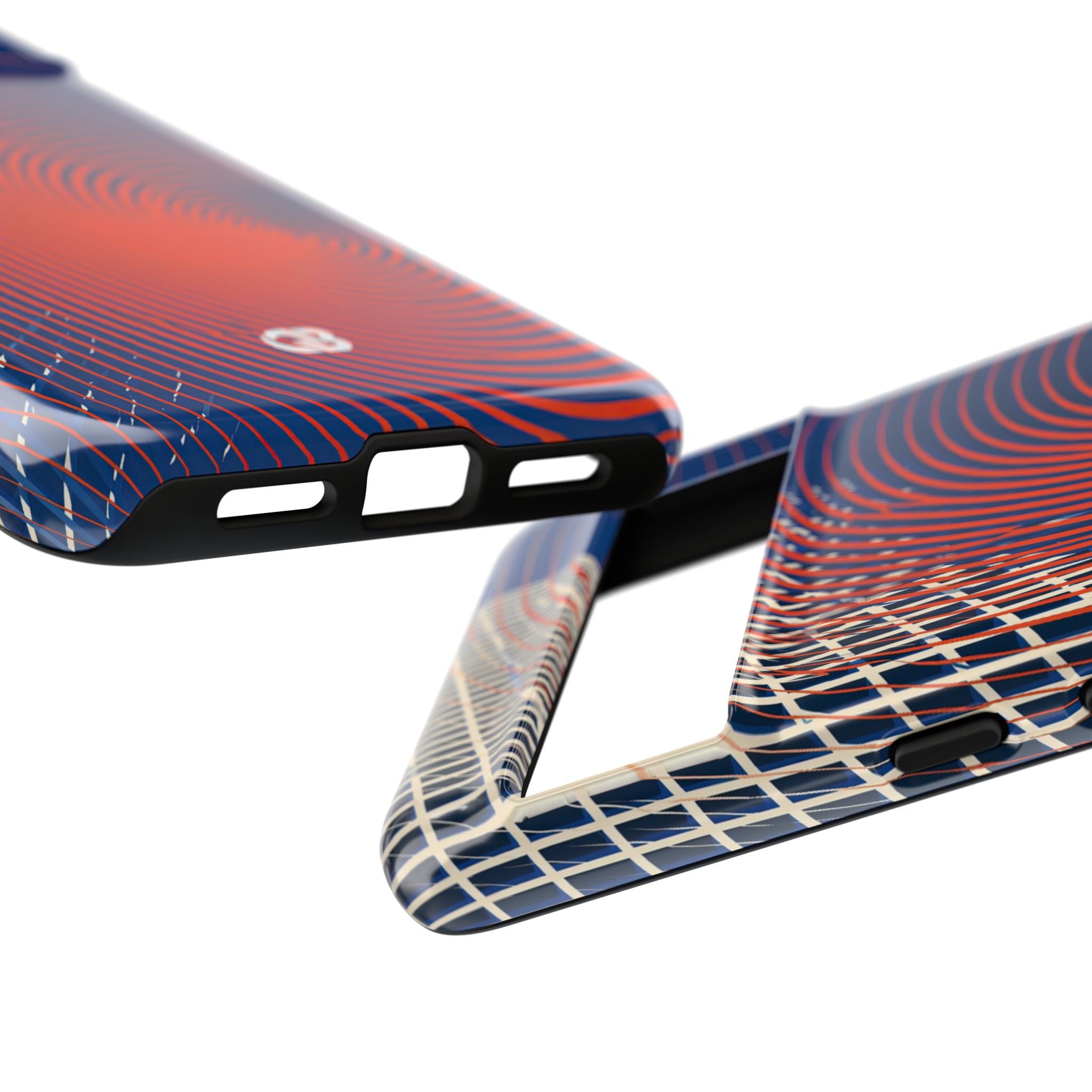 Blue Tough Phone Case for Google Pixel - Orange Orbit Grid