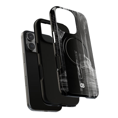 Black Tough 2.0 Magsafe Phone Case for iPhone - Ghost Urban Wireframe
